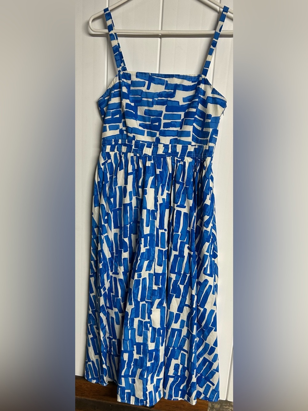Nine West Blue & White Printed Spaghetti-Strap Dress